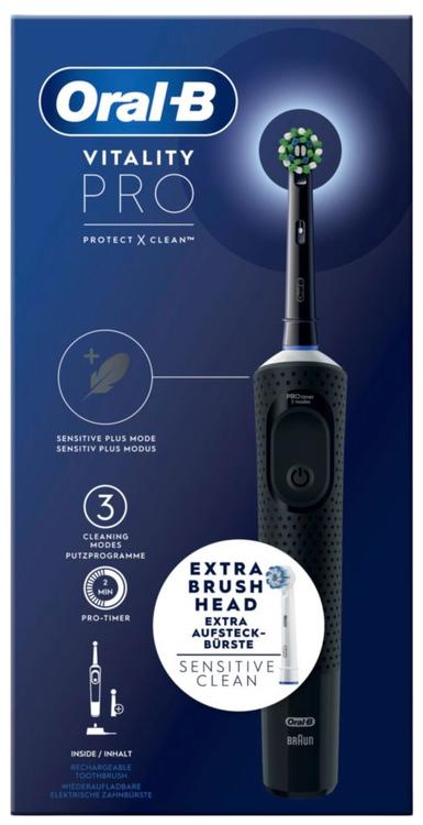 Oral-B Vitality Pro Black -sähköhammasharja Braun-tekniikalla, 2 vaihtoharjaa