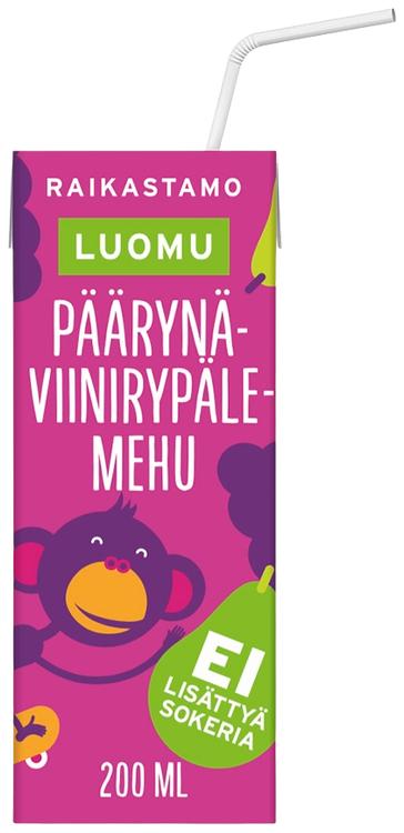 Raikastamo päärynä-viinirypäle luomu pillimehu 200 ml