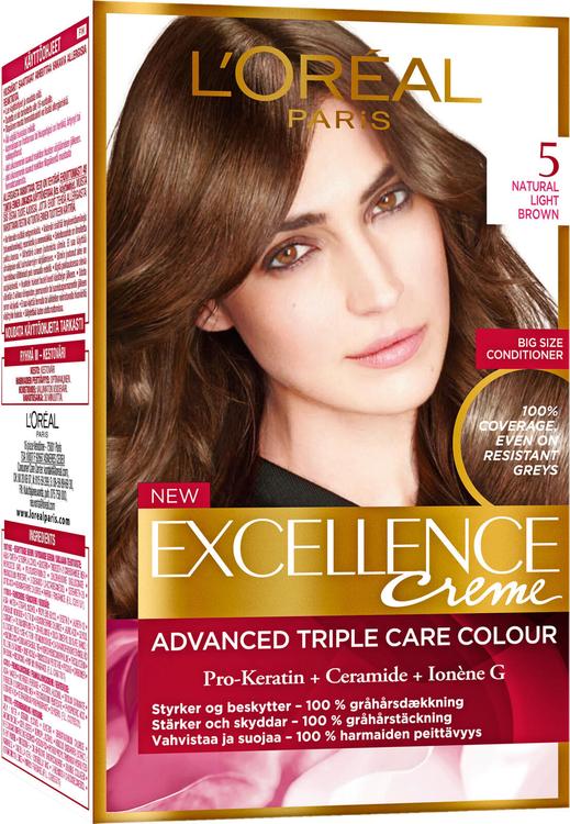 L'Oréal Paris Excellence Creme 5 Natural Light Brown Ruskea kestoväri 1kpl