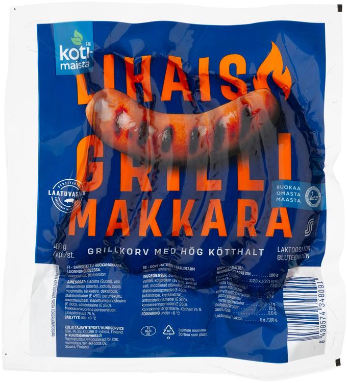 Kotimaista lihaisa grillimakkara 400 g