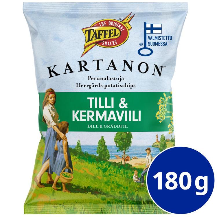 Taffel Kartanon tilli & kermaviili maustettu sipsi 180g