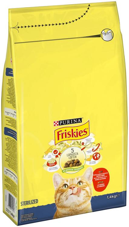 Friskies 1,4kg Sterilised Cats Nautaa ja Kasviksia kissanruoka