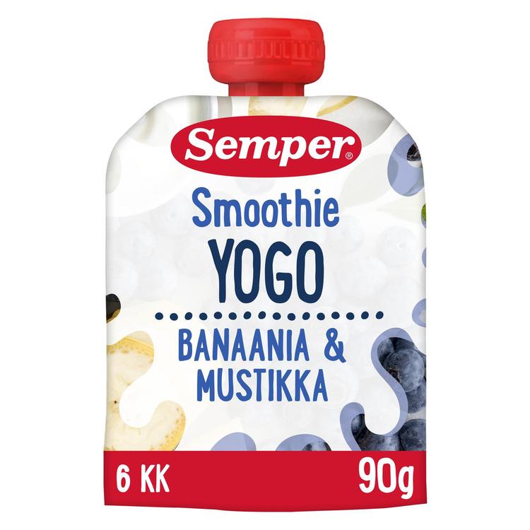 Semper Yogo Smoothie Banaani & mustikka 6kk jogurtti-hedelmäsose 90g