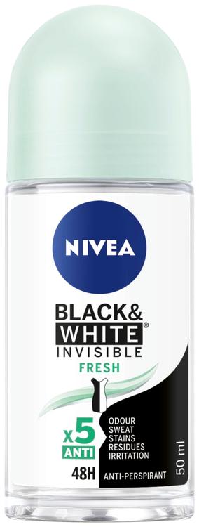 NIVEA 50ml Black & White Invisible Fresh Deo Roll-on -antiperspirantti