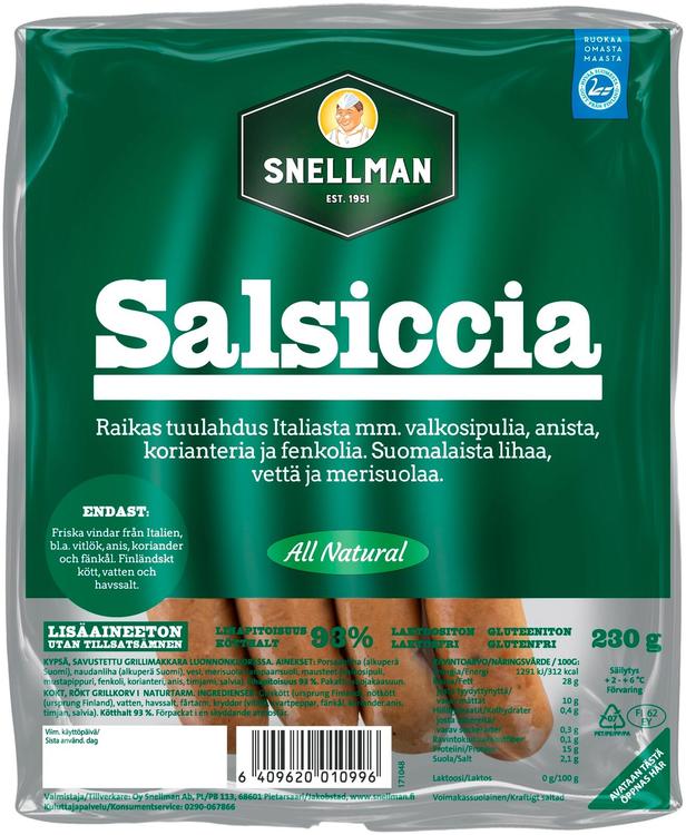 Snellman All Natural Salsiccia ruokamakkara 230g