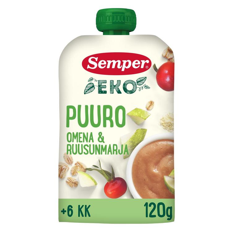 Semper EKO Puuro Omena & ruusunmarja 6 kk lastenpuuro 120g