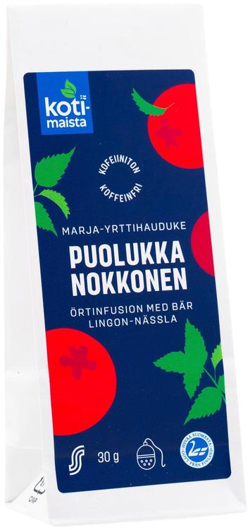 Kotimaista Puolukka Nokkonen kofeiiniton marja-yrttihauduke 30 g