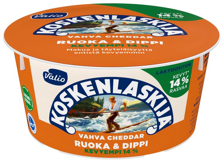Valio Koskenlaskija® Ruoka & Dippi e125 g vahva cheddar 14 % laktoositon