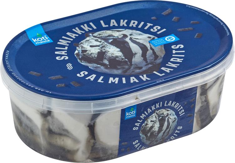 Kotimaista salmiakki-lakritsi kermajäätelö 850 ml