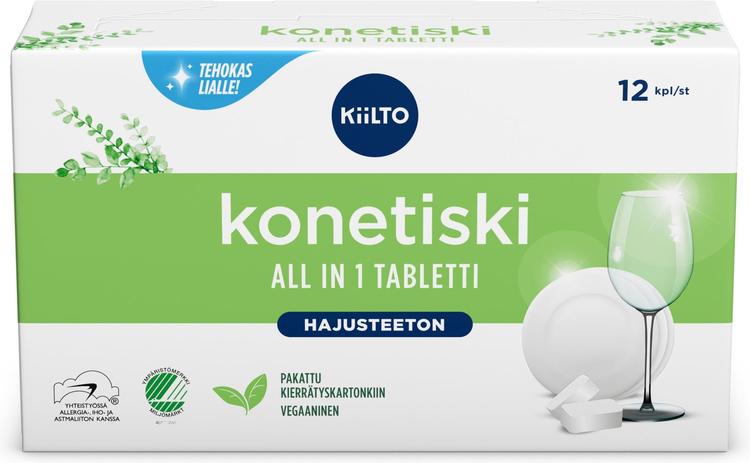 Kiilto Hajusteeton All in 1 konetiskitabletti 12kpl