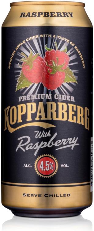 Premium Cider Kopparberg with Raspberry 4,5%, Vadelman makuinen omenasiideri tölkki 44cl