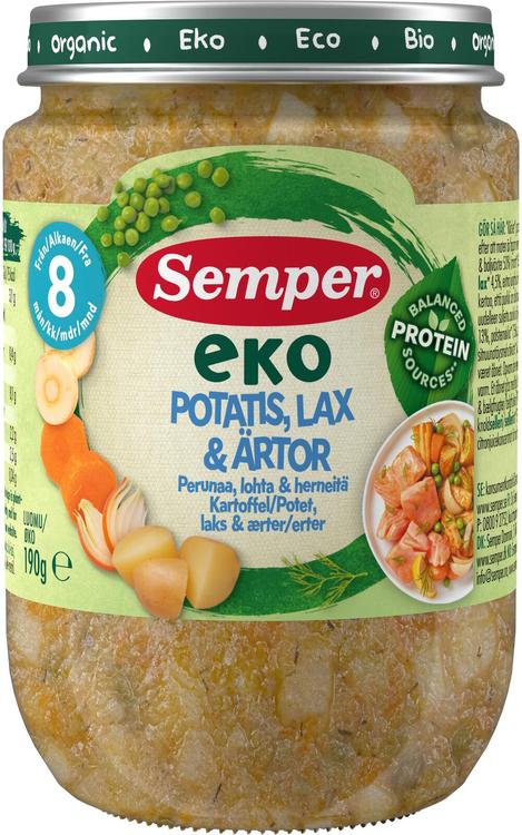 Semper EKO Perunaa, lohta & herneita 8kk luomu lastenateria 190g