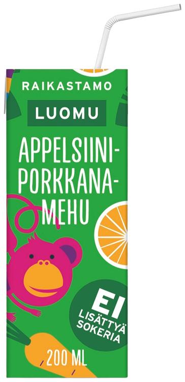 Raikastamo Luomu Appelsiini-Porkkanapillimehu 200ml