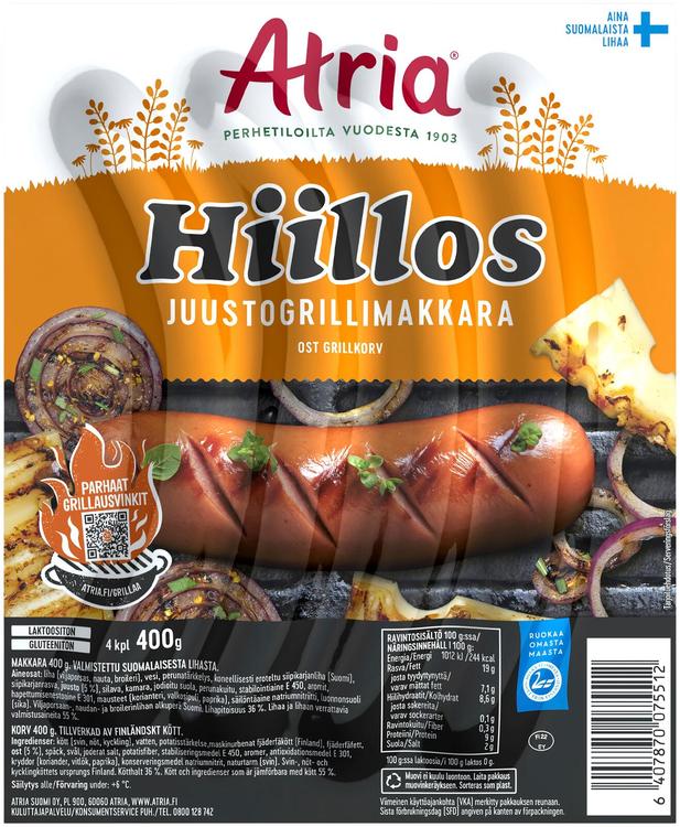 Atria Hiillos Juustogrillimakkara 400g