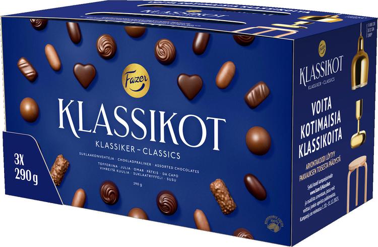 Fazer Klassikot suklaakonvehteja 290g 3-pack