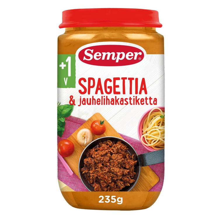 Semper Spagettia & jauhelihakastiketta 1v lastenateria 235g