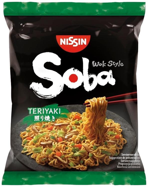 Nissin 110g Soba Bag wok vehnäpikanuudeli Teriyaki maustekastikkeella