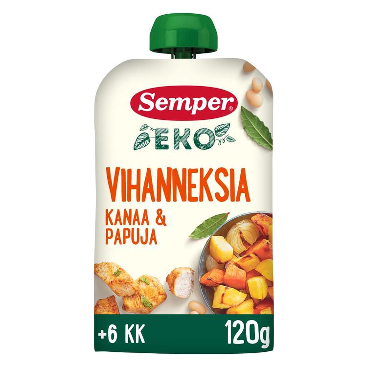 Semper EKO Vihanneksia kanaa ja papuja 6kk luomu lastenateria 120g