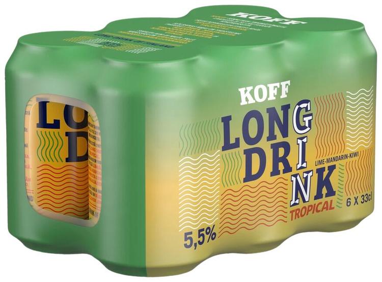 6-pack Koff Long Drink Tropical Lime Mandarin Kiwi long drink 5,5 til-% tölkki 0,33 L