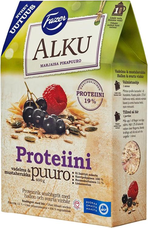 Fazer Alku Vadelma & mustaherukka Proteiini pikakaurapuuro 400 g