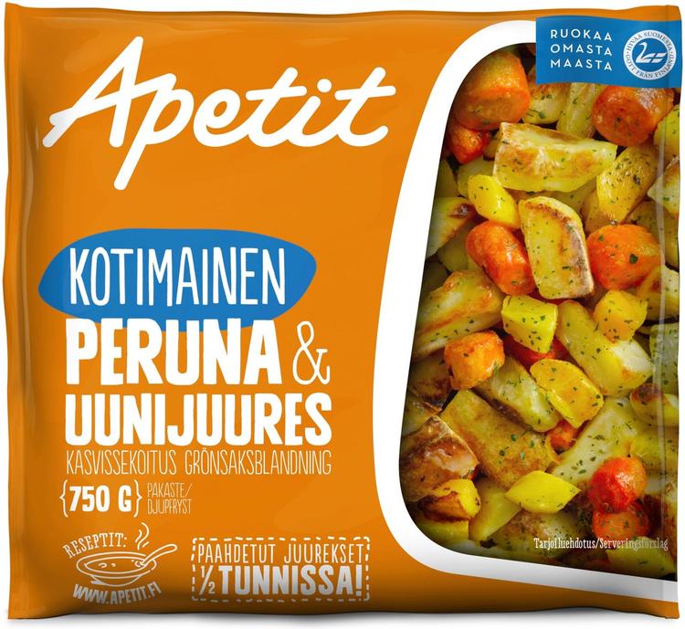 Apetit Kotimainen Peruna&uunijuures kasvissekoitus pakaste 750g