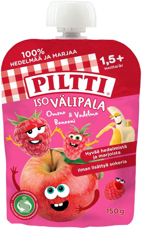 Piltti 150g Iso välipala Omena-vadelma-banaani 1,5+v annospussi