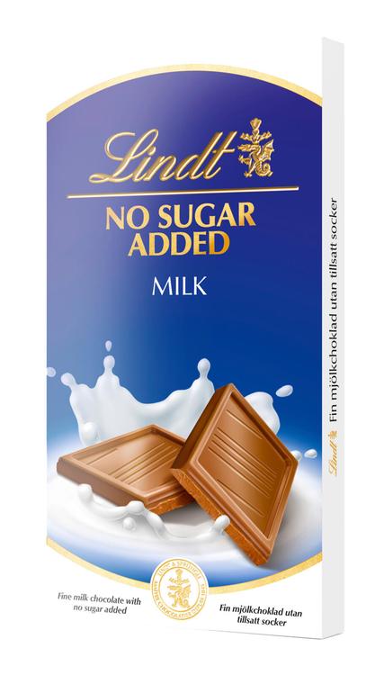 Lindt No Added Sugar maitosuklaalevy 100g