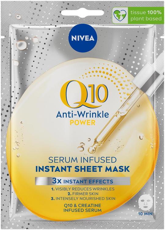 NIVEA 1kpl Q10 Anti-Wrinkle Power Serum Infused Sheet Mask -kasvonaamio