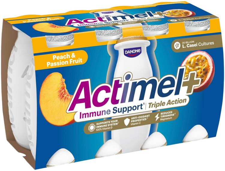 Danone Actimel juotava jogurtti persikka-passionhedelmä 8x100g