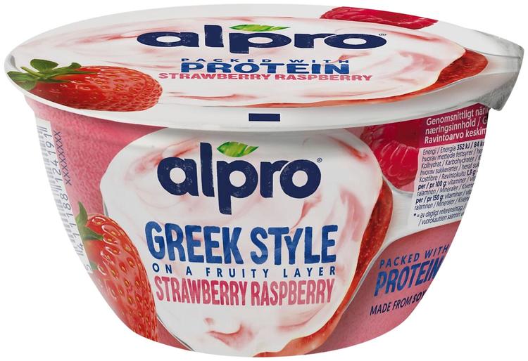 Alpro Greek Style Hapatettu soijavalmiste, mansikka-vadelma 150g