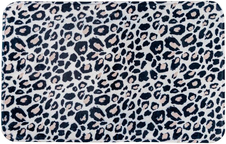 House kylpyhuoneenmatto Leopard 50x80 cm, musta/harmaa/valkoinen