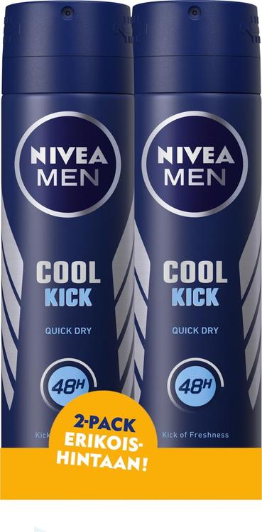 NIVEA MEN 2x150ml Cool Kick Deo Spray -antiperspirantti