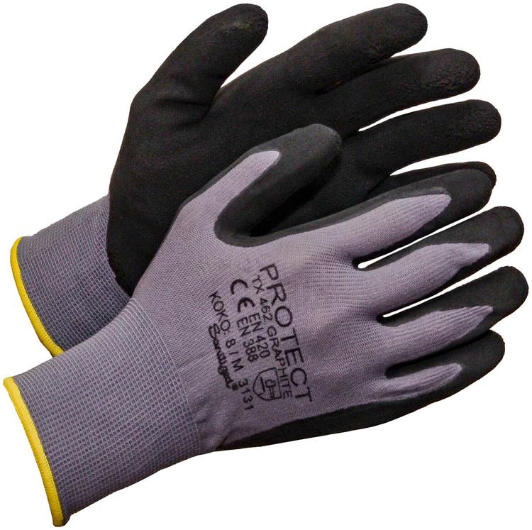 Protect latexsormikas TX 462, harmaa, koko 10