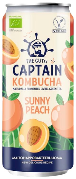 The Gutsy Captain Kombucha Sunny Peach kombucha juoma 250ml LUOMU