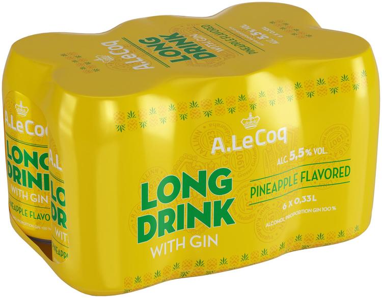 6xA. Le Coq GIN Pineapple Long Drink 5,5 % 0,33 l tlk