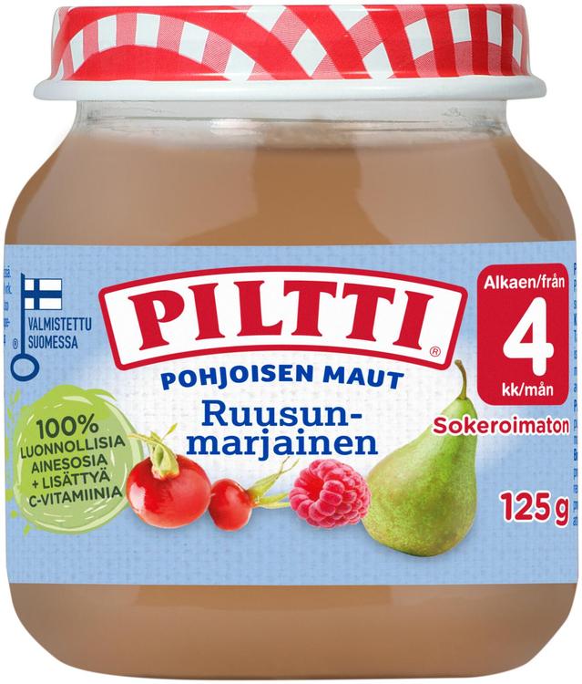 Piltti 125g Pohjoisen maut Ruusunmarjainen marja- ja hedelmäsose 4kk