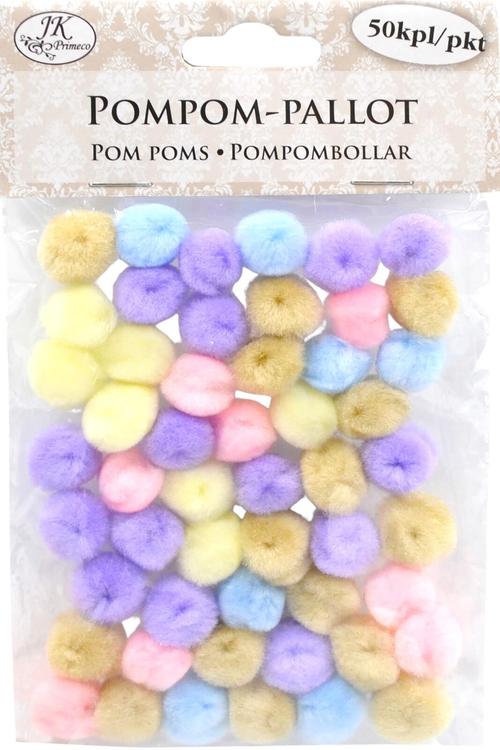 J.K. Primeco pompom-pallot pastelli 50kpl