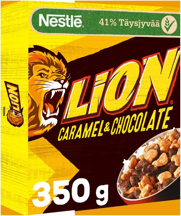 Nestlé Lion 350g suklaan ja toffeen makuisia vehnä-riisimuroja