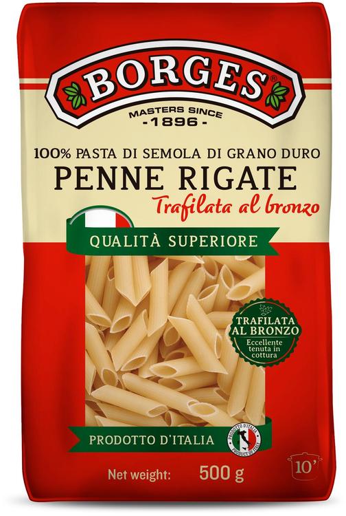 Pasta Penne Rigate durumnisujahust Borges 500g