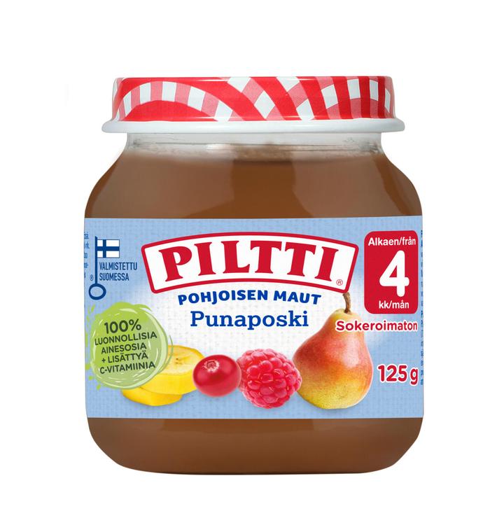 Piltti 125g Pohjoisen maut Punaposki marja- ja hedelmäsose 4kk