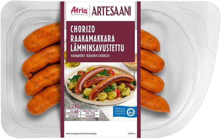 Atria Artesaani Lämminsavustettu Raakamakkara Chorizo 240g