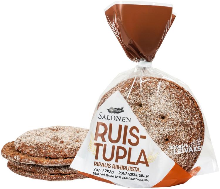 Perheleipuri Salonen Ruistupla 2/210 g ruisleipä, halkaistu