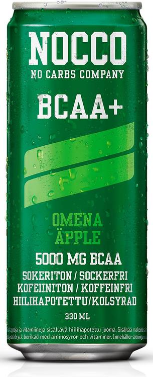 330ml NOCCO BCAA+ Omenan makuinen, aminohappoja ja vitamiineja sisältävä kofeiiniton hiilihapotettu urheilujuoma