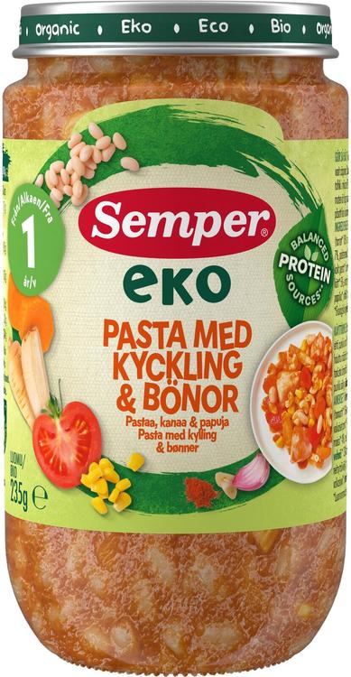 Semper EKO Pastaa, kanaa & papuja 1v luomu lastenateria 235g