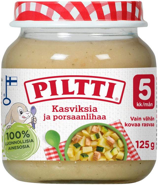 Piltti 125g Kasviksia ja porsaanlihaa lastenateria 5kk