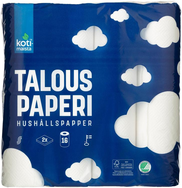 Kotimaista talouspaperi 16rl valkoinen