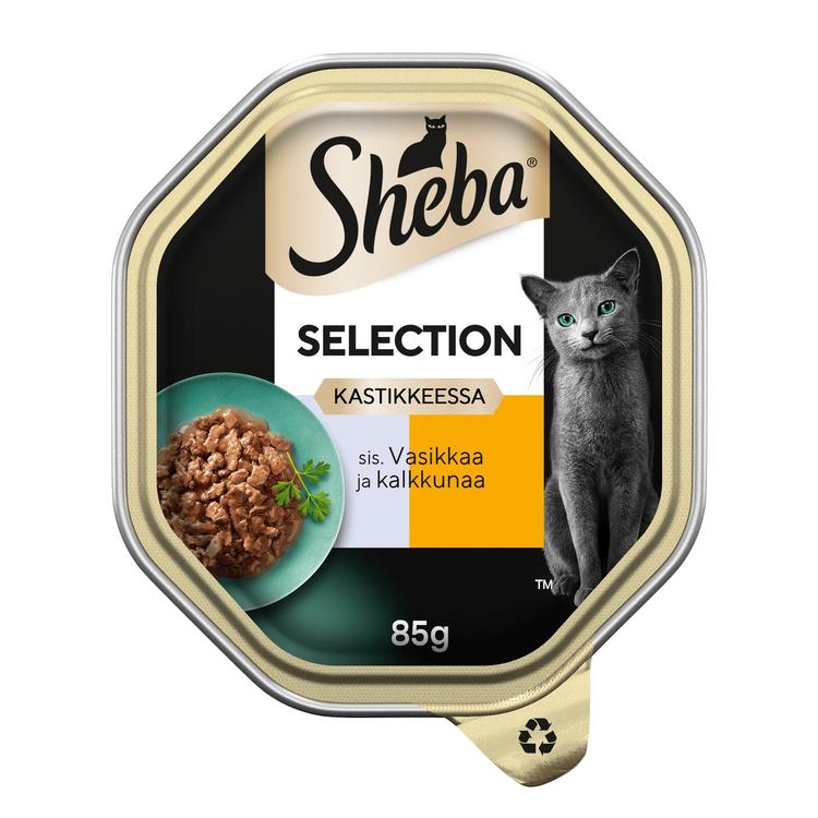 Sheba Selection Vasikkaa & Kalkkunaa kastikkeessa 85g