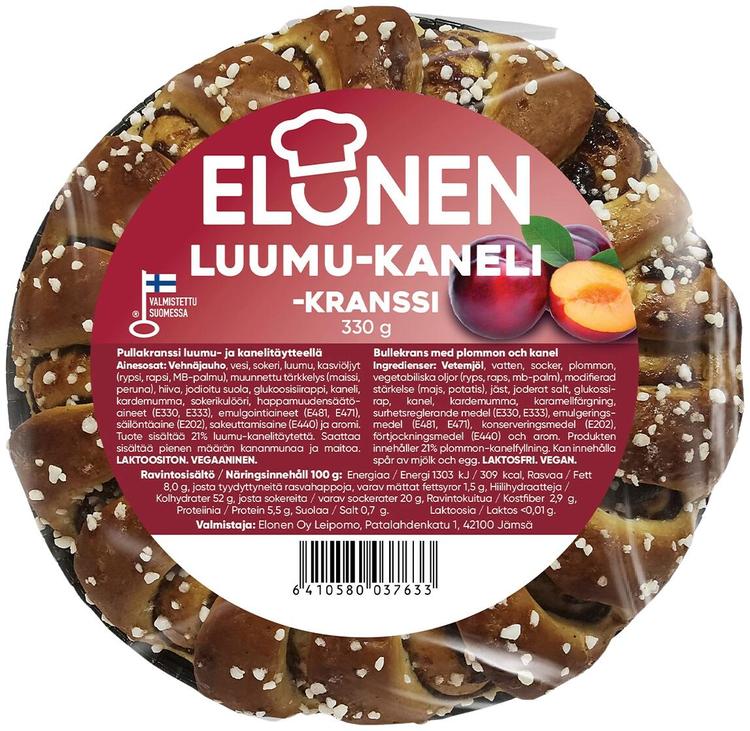 Elonen Luumu-kanelikranssi vege 330g