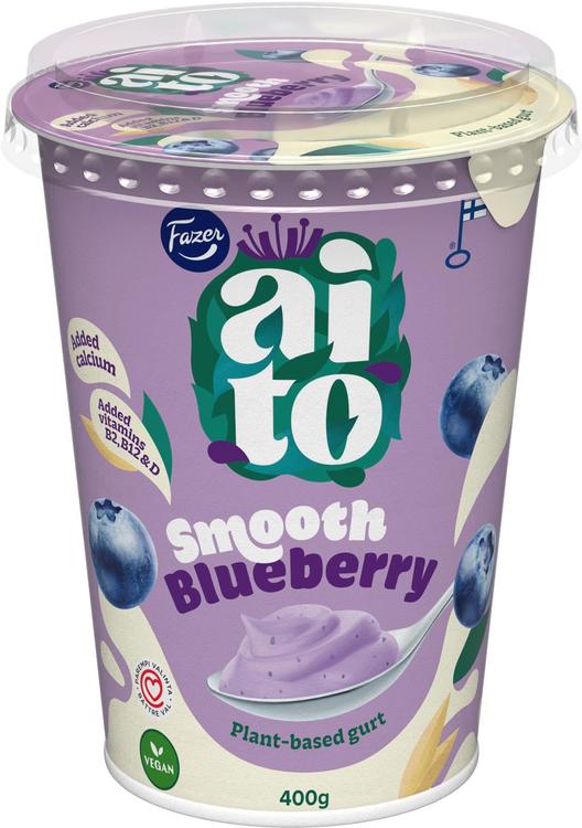 Fazer Aito Kasvipohjainen Gurtti Mustikka 400 g, mustikkakauravälipala