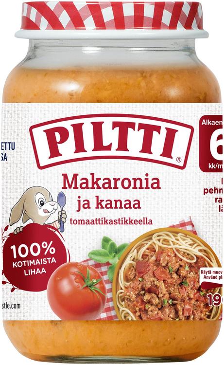 Piltti 190g Makaronia ja kanaa tomaattikastikkeessa lastenateria 6kk